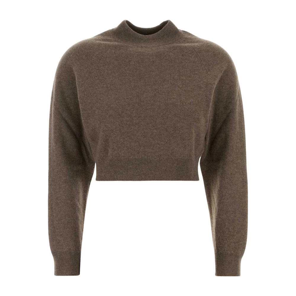 Jil Sander Women's Brown Wool Blend Cropped Jumper - Turtlenecks - Xl - Knitwear
