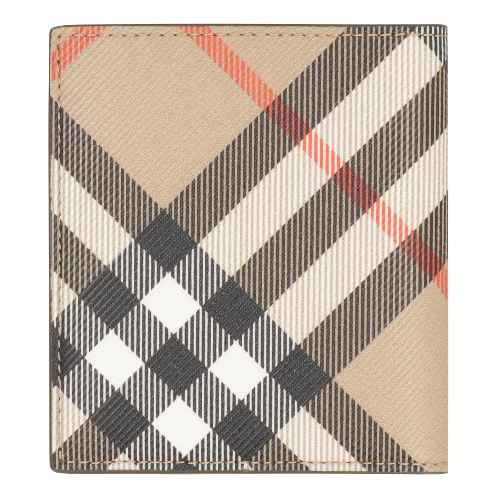 Burberry Stijlvolle Geruite Herenportemonnee Beige Heren