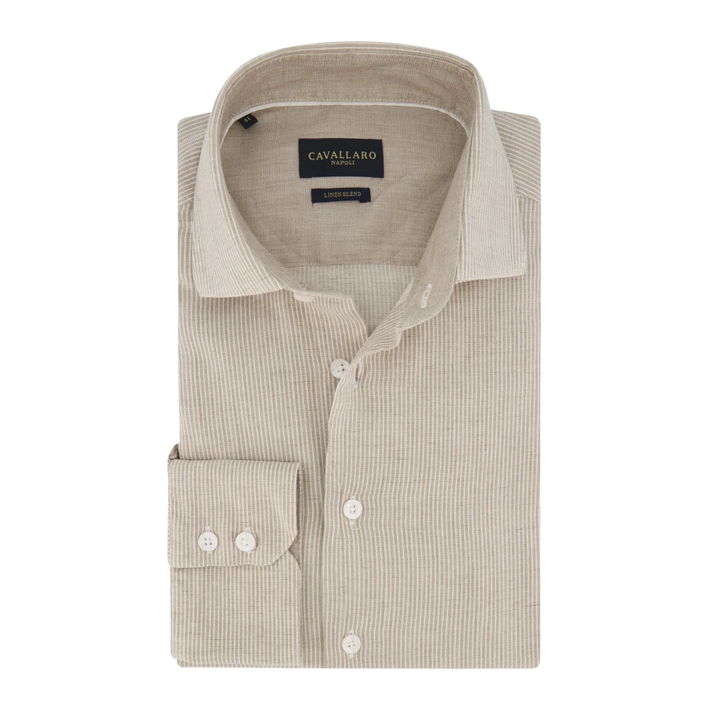 Cavallaro Beige Overhemdjurk in Slim Fit Beige Heren
