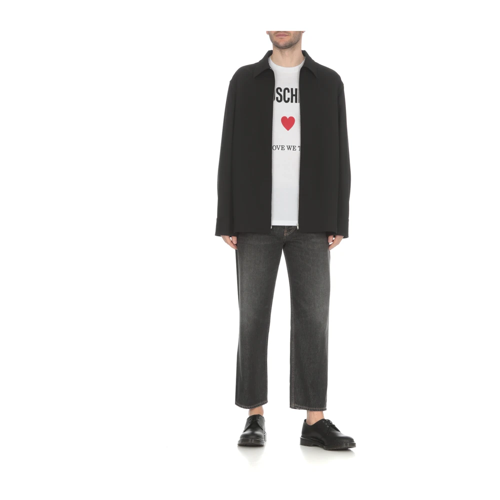 Moschino Wit Katoenen T-shirt met Logoprint White Heren