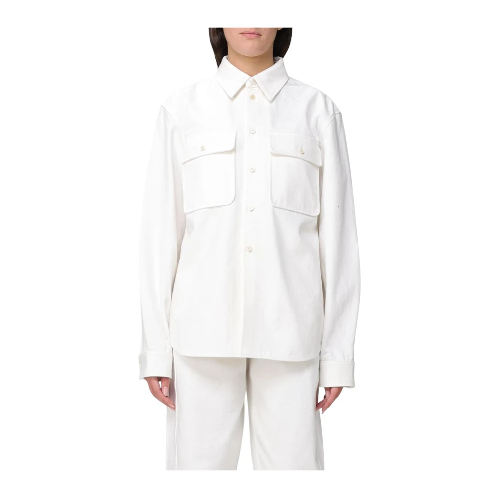 Jil Sander Women's White Long Sleeve Shirt For Medium