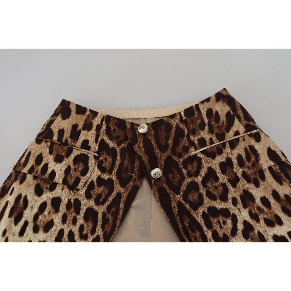 Dolce & Gabbana Leopard High-Waisted Mini Skirt Brown Dames