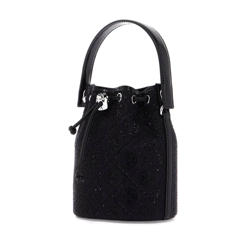 TORY BURCH Monogram Mini Bucket Tas met Strass Black Dames