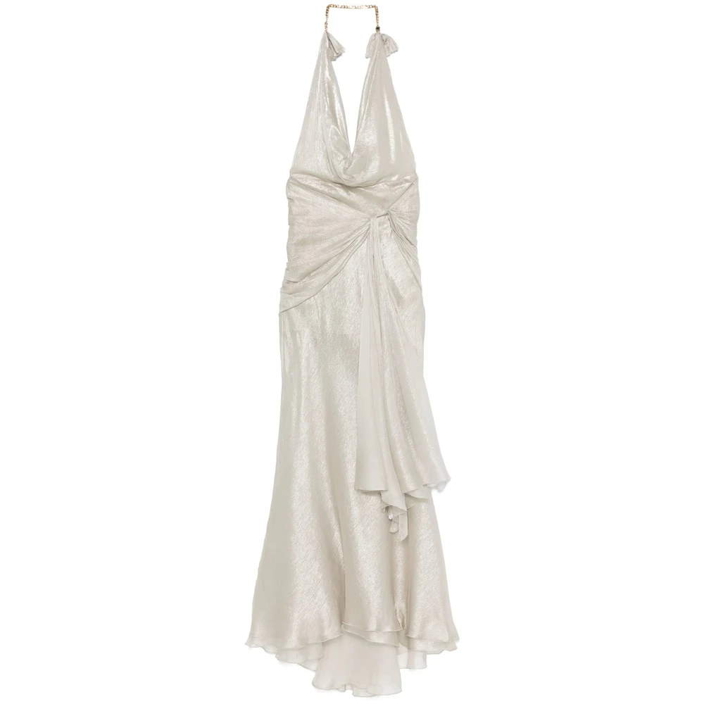 Maria Lucia Hohan Halternek Open Rug Gedrapeerd Jurk Gray Dames