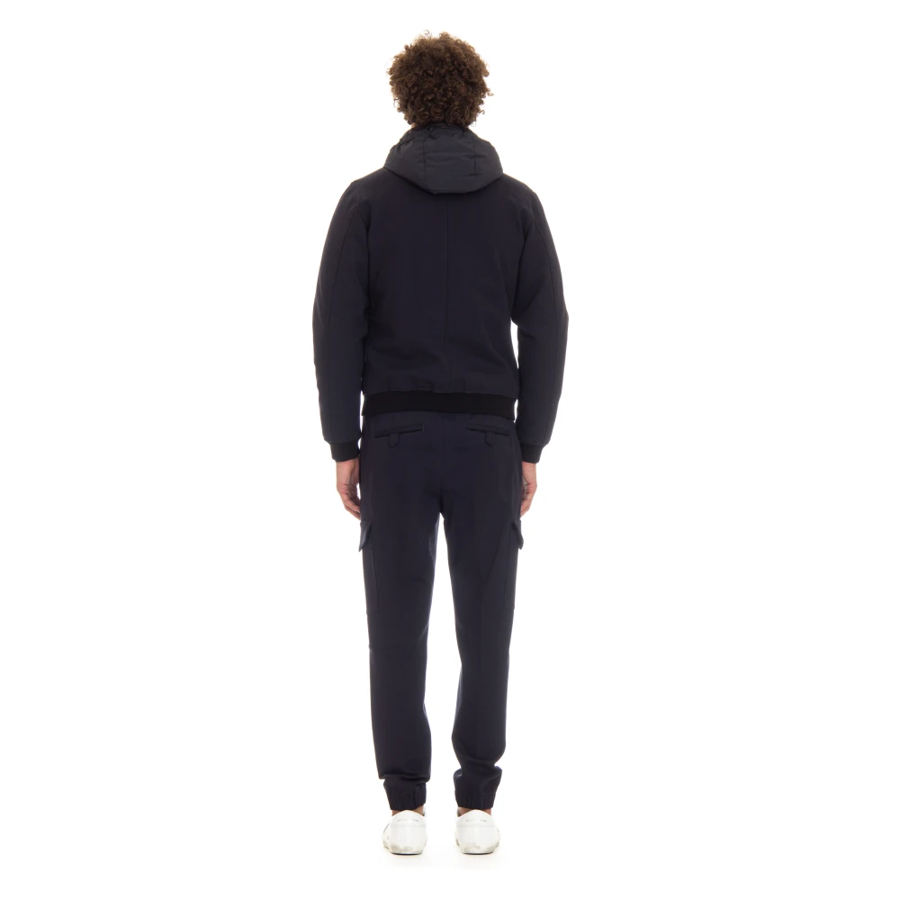 Moorer Blauwe Bomberjack met Afneembare Capuchon Blue Heren