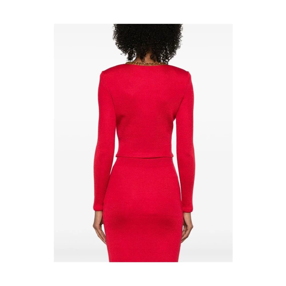 Self Portrait Bloedrode cardigan met broche detail Red Dames