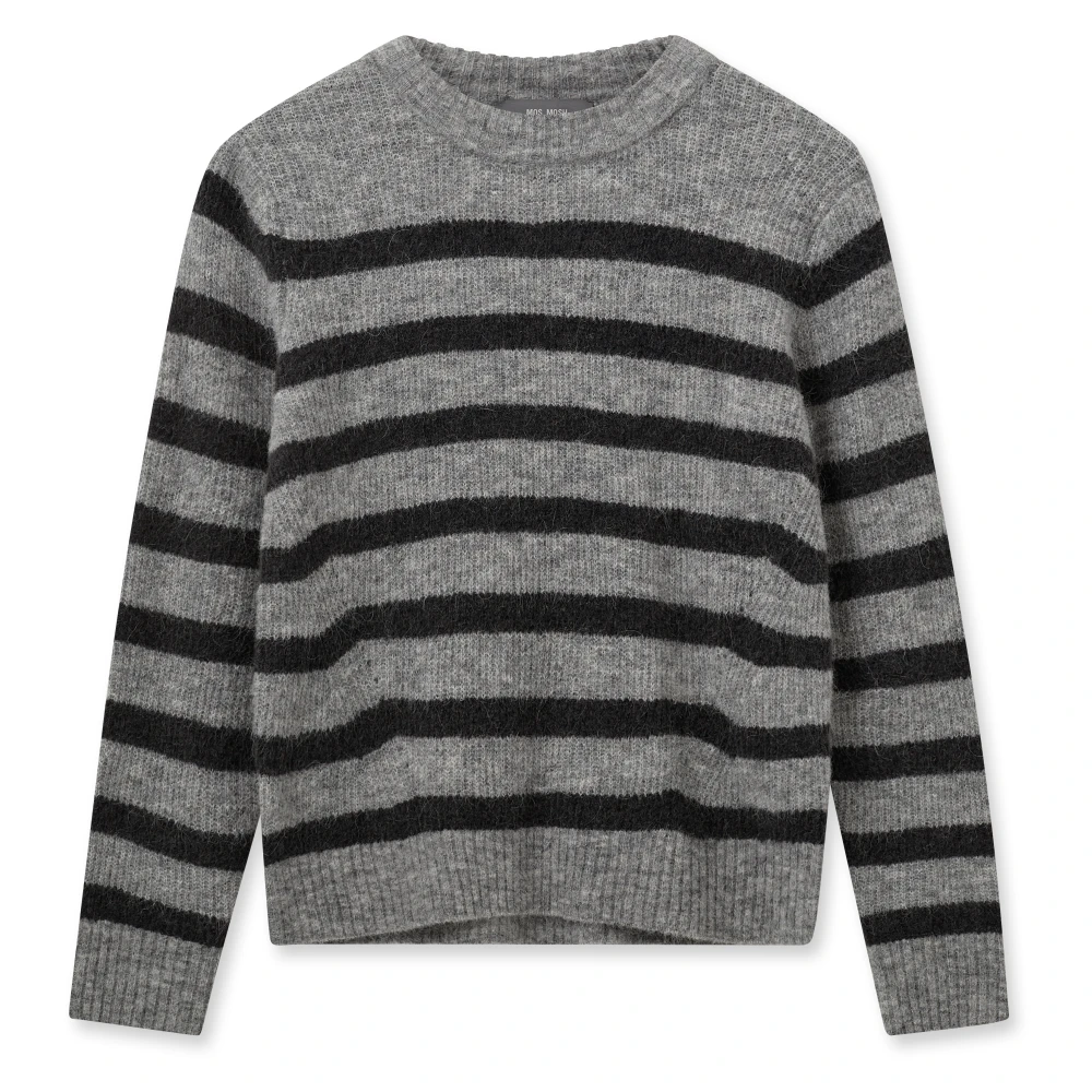 MOS MOSH Dames Truien & Vesten Thora Stripe Crewneck Knit Antraciet