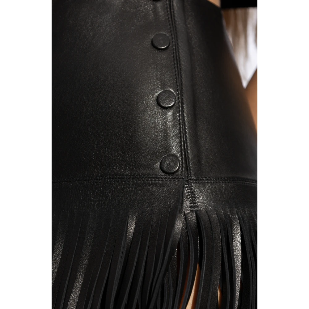 Alaïa Leren rok met franjes Black Dames