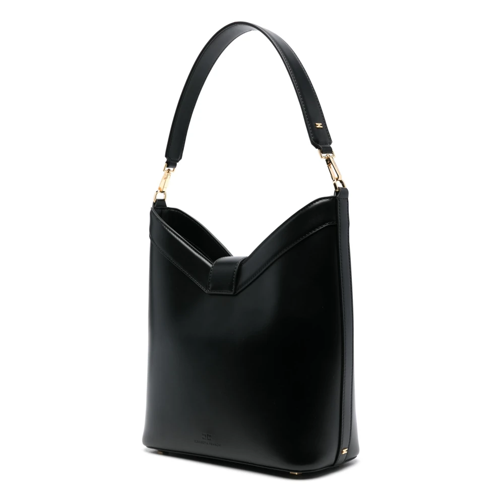 Elisabetta Franchi Zwarte Leren Handtas 110 Nero Black Dames