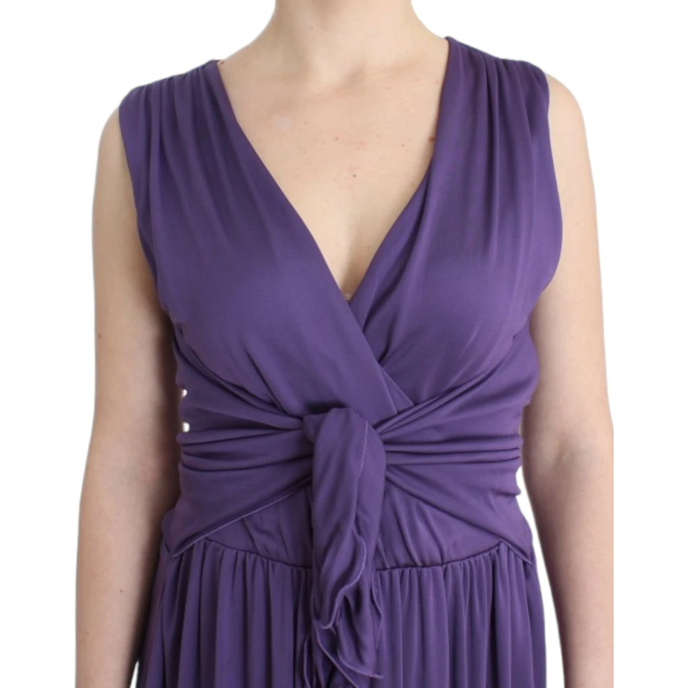 John Galliano Elegante Paarse Jersey Jurk Purple Dames