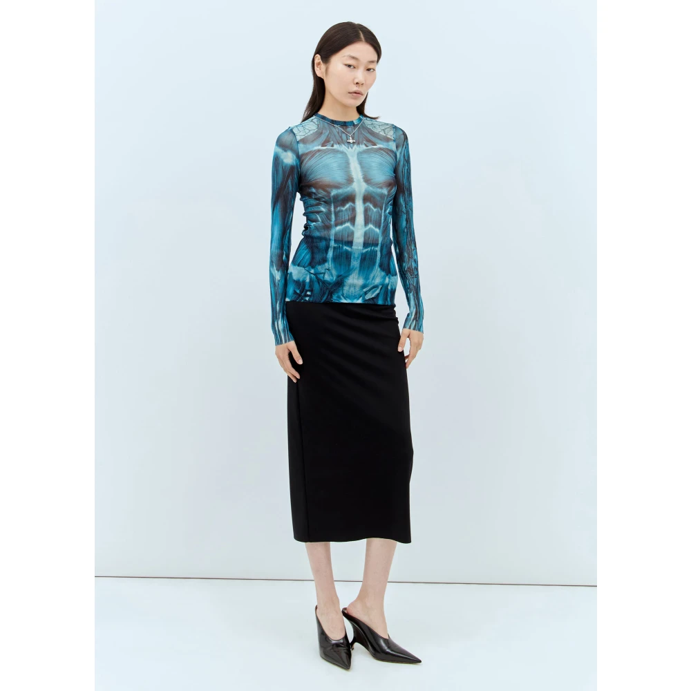 Jean Paul Gaultier Mesh Top Fashion Fiction Collection Blue Dames