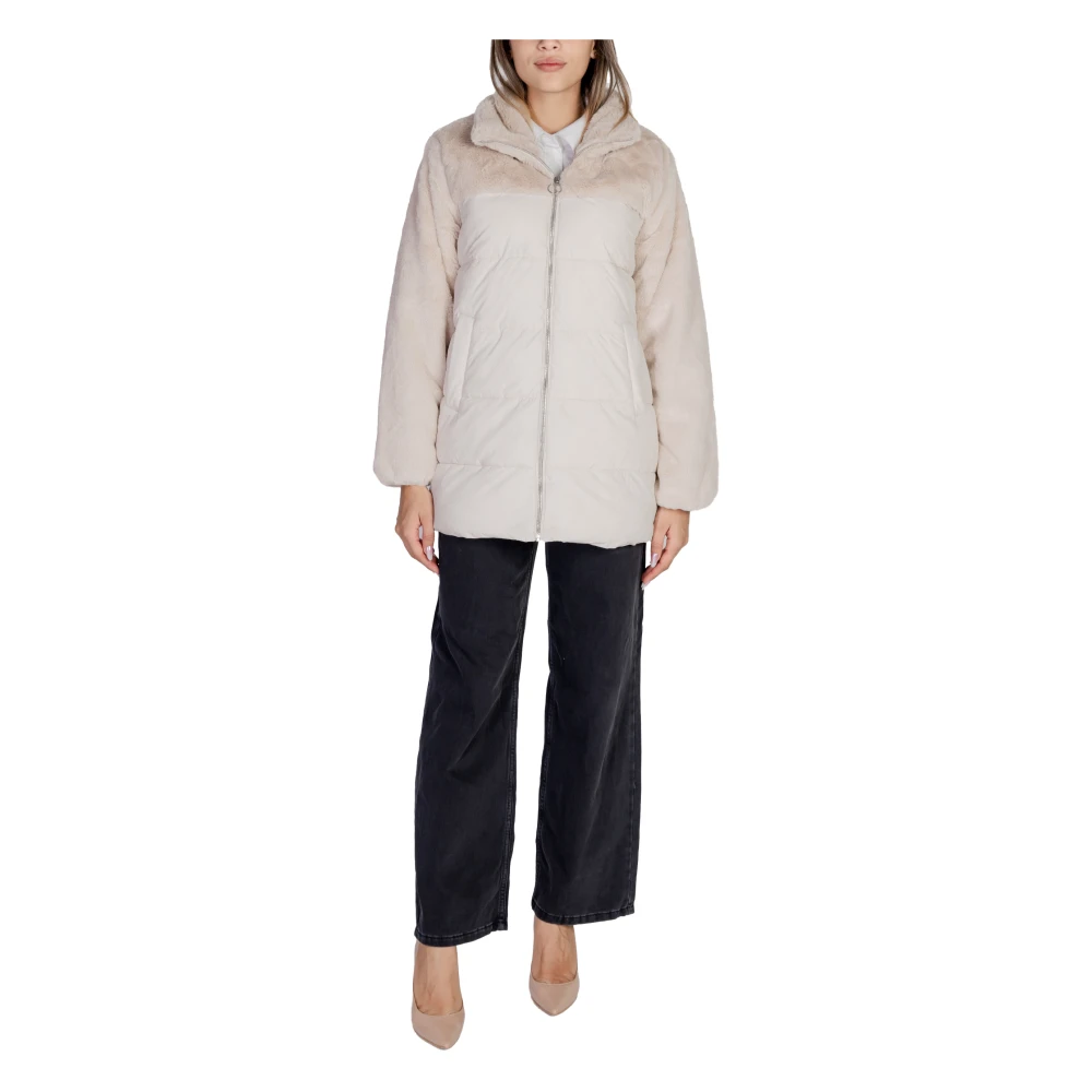 Only Bont Puffer Mix Jas voor Vrouwen Beige Dames