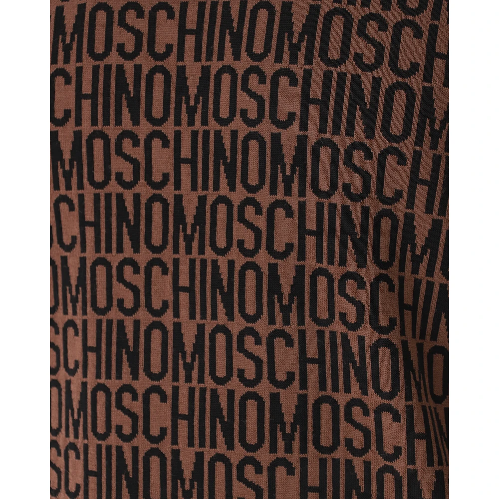 Moschino Bruine Logo Turtle Neck Sweater Brown Heren
