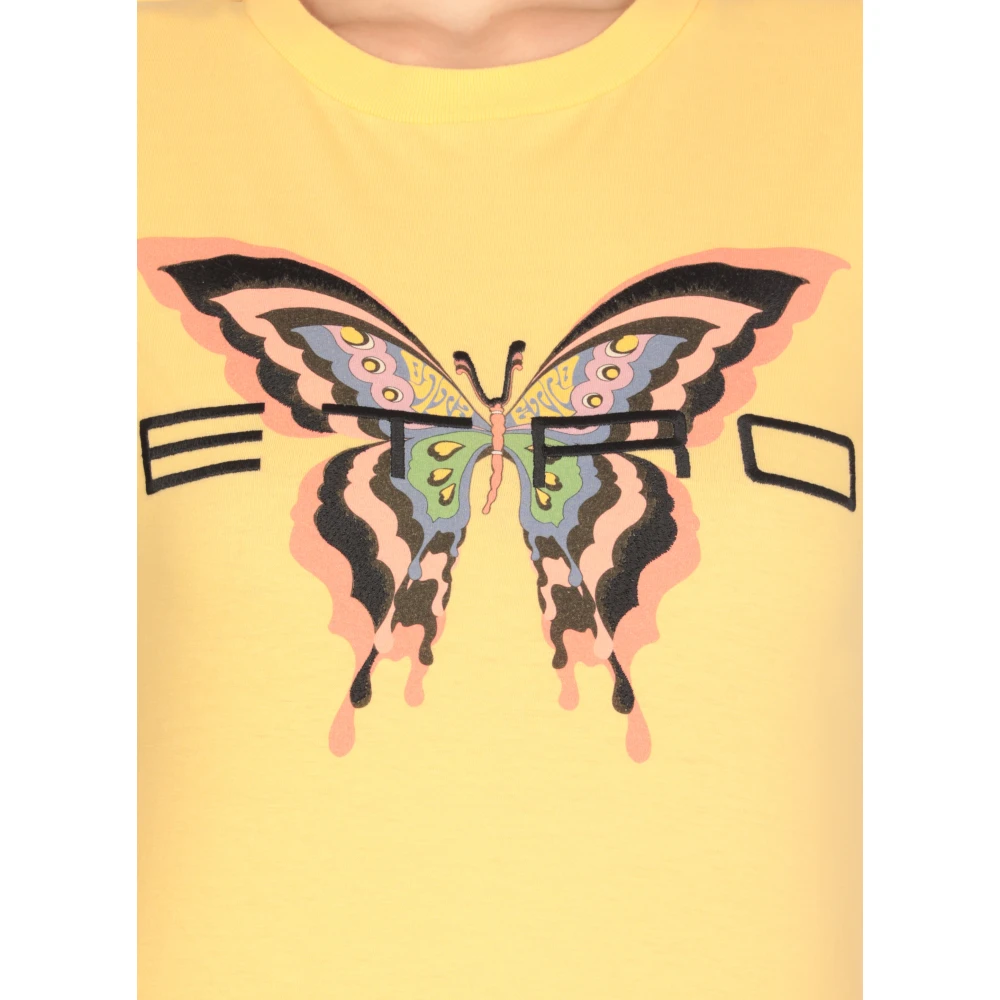 ETRO Gele Katoenen T-shirt met Logoborduursel Yellow Dames