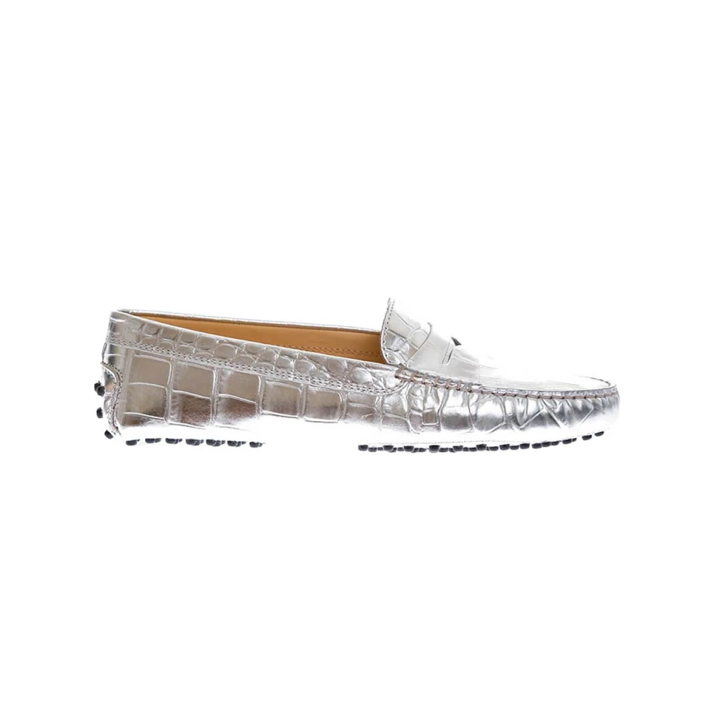 TOD'S Zilveren Gestippelde Loafers Gray Dames