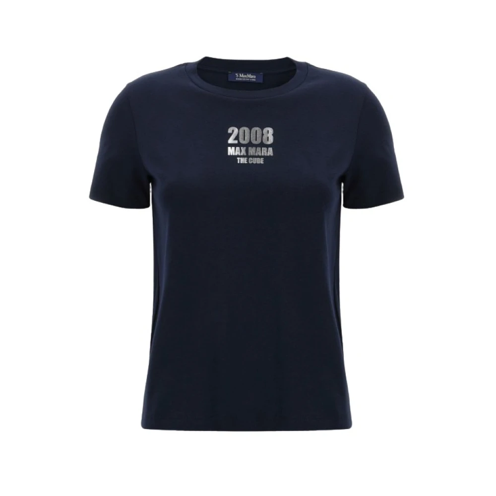 Max Mara Women's Blue T-Shirts, Xs, T-Shirt With Logo Print