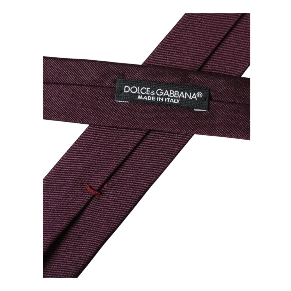 Dolce & Gabbana Bourgondische Zijden Stropdas met Logodetails Red Heren