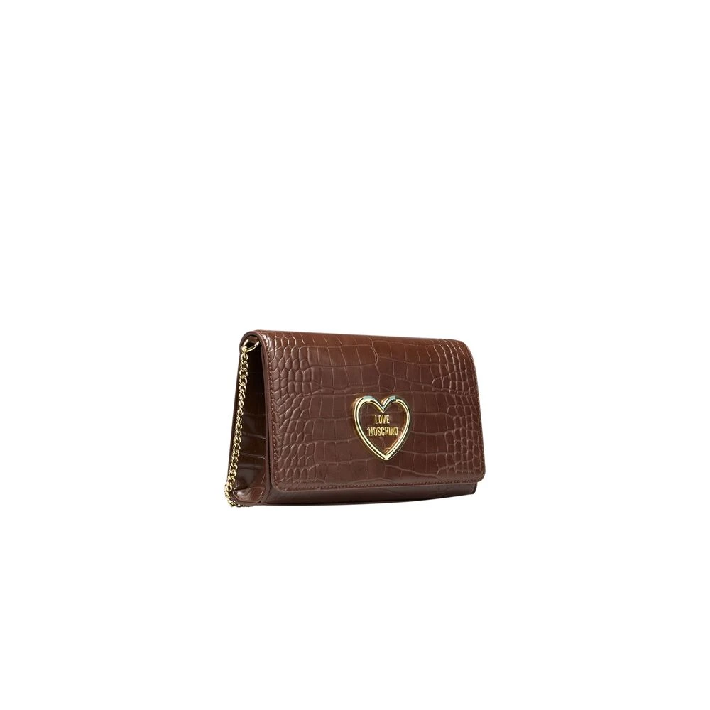 Love Moschino Bruine Polyethyleen Schoudertas met Ketting Brown Dames