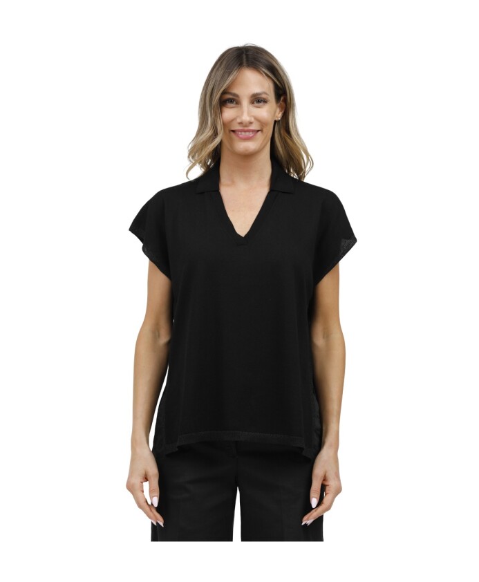 sleeveless-v-neck-polo-with-lurex-trim