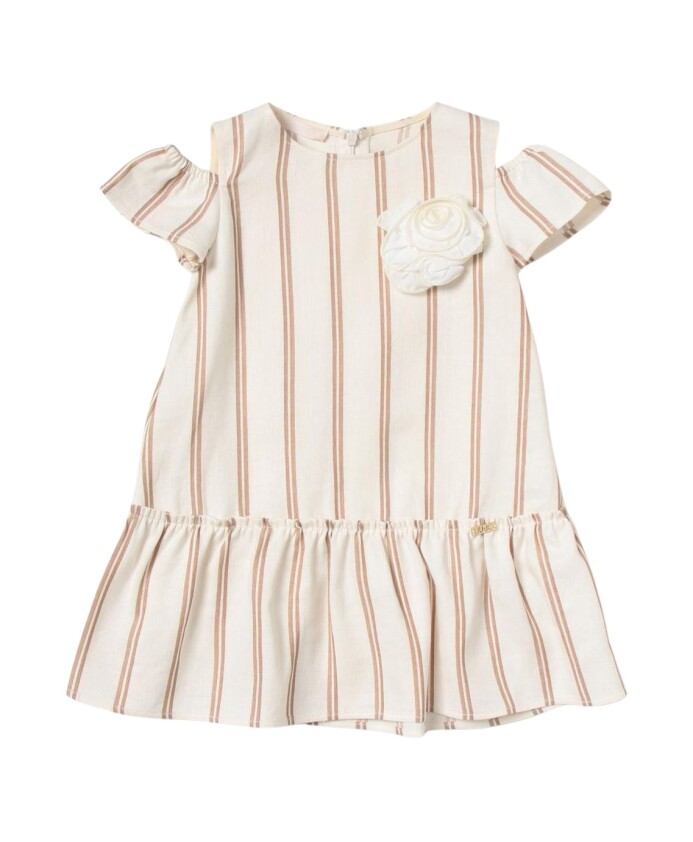 elegant-striped-ruffle-hem-dress