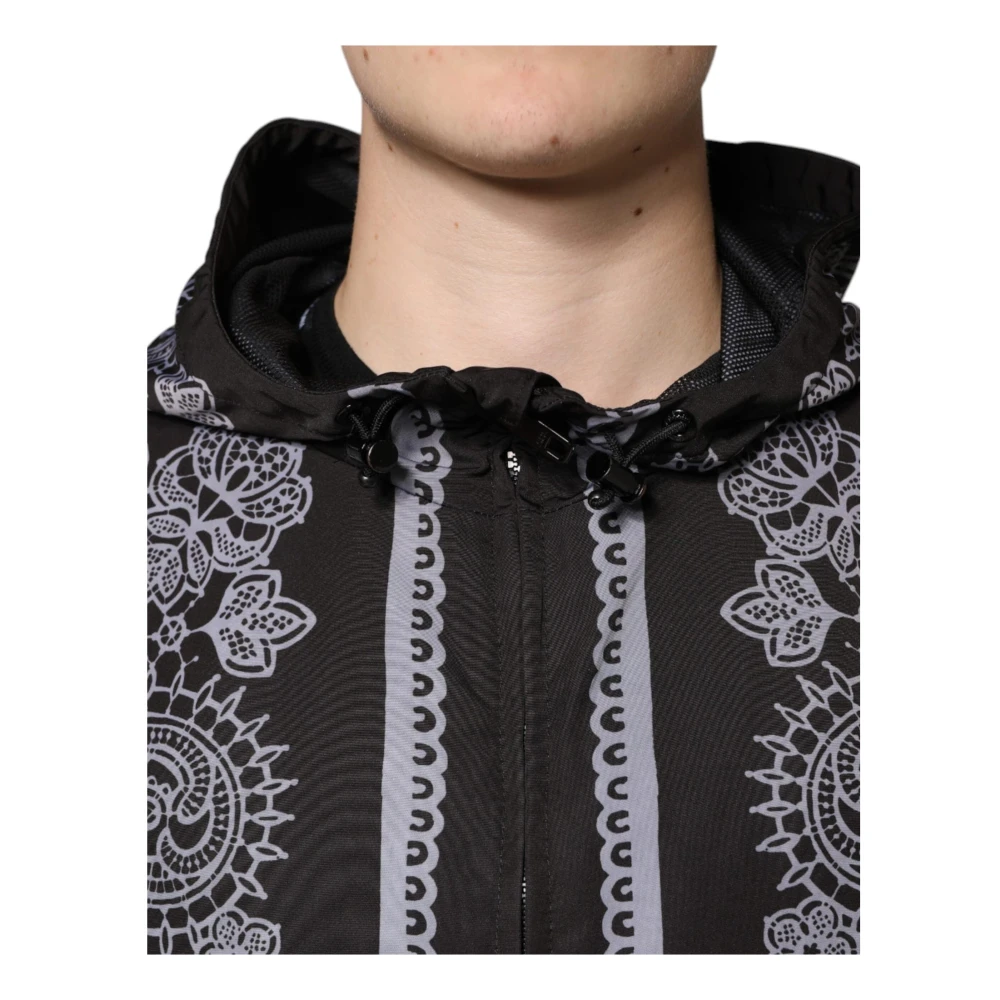 Dolce & Gabbana Bandana Print Bomberjack Zwart Black Heren