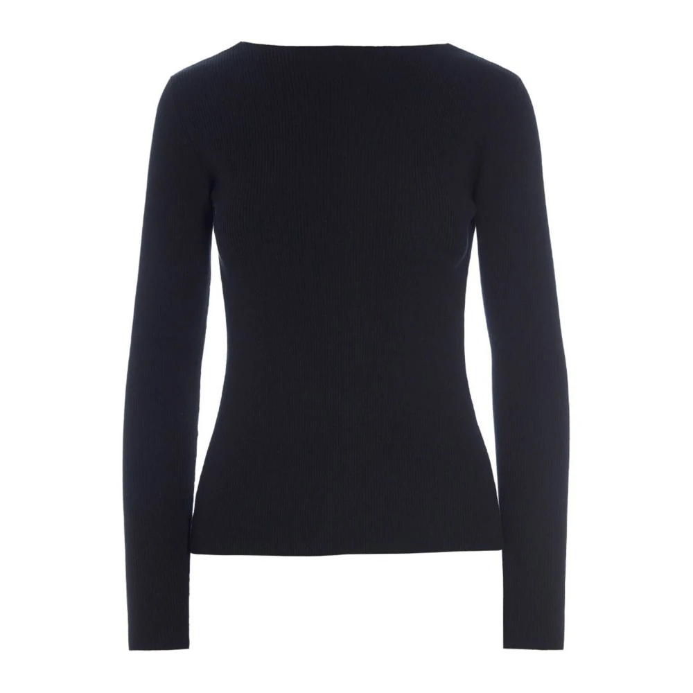 Bitte Kai Rand Elegante Rib Gebreide Blouse met Open Rug Black Dames