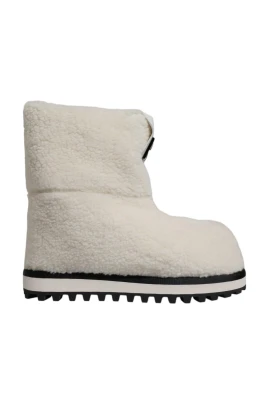 Vita Shearling Mid Calf Stövlar