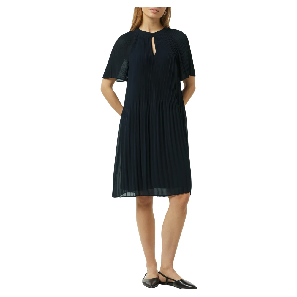 comma Stromende Chiffon Geplooide Jurk Blue Dames