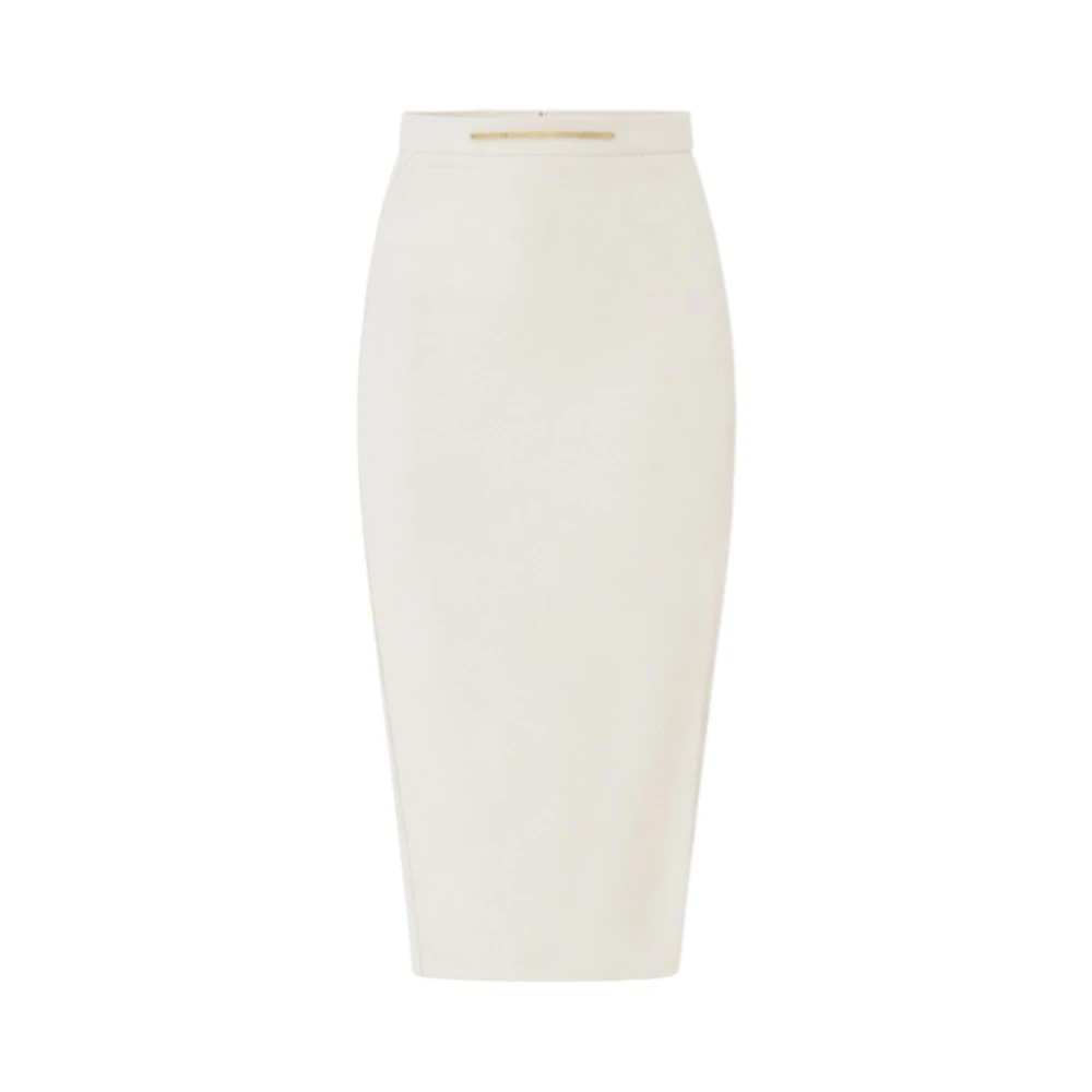 Elisabetta Franchi Women's White Crepe Midi Skirt With Jewel Plaque - Pencil Skirts - Xl - Skirts