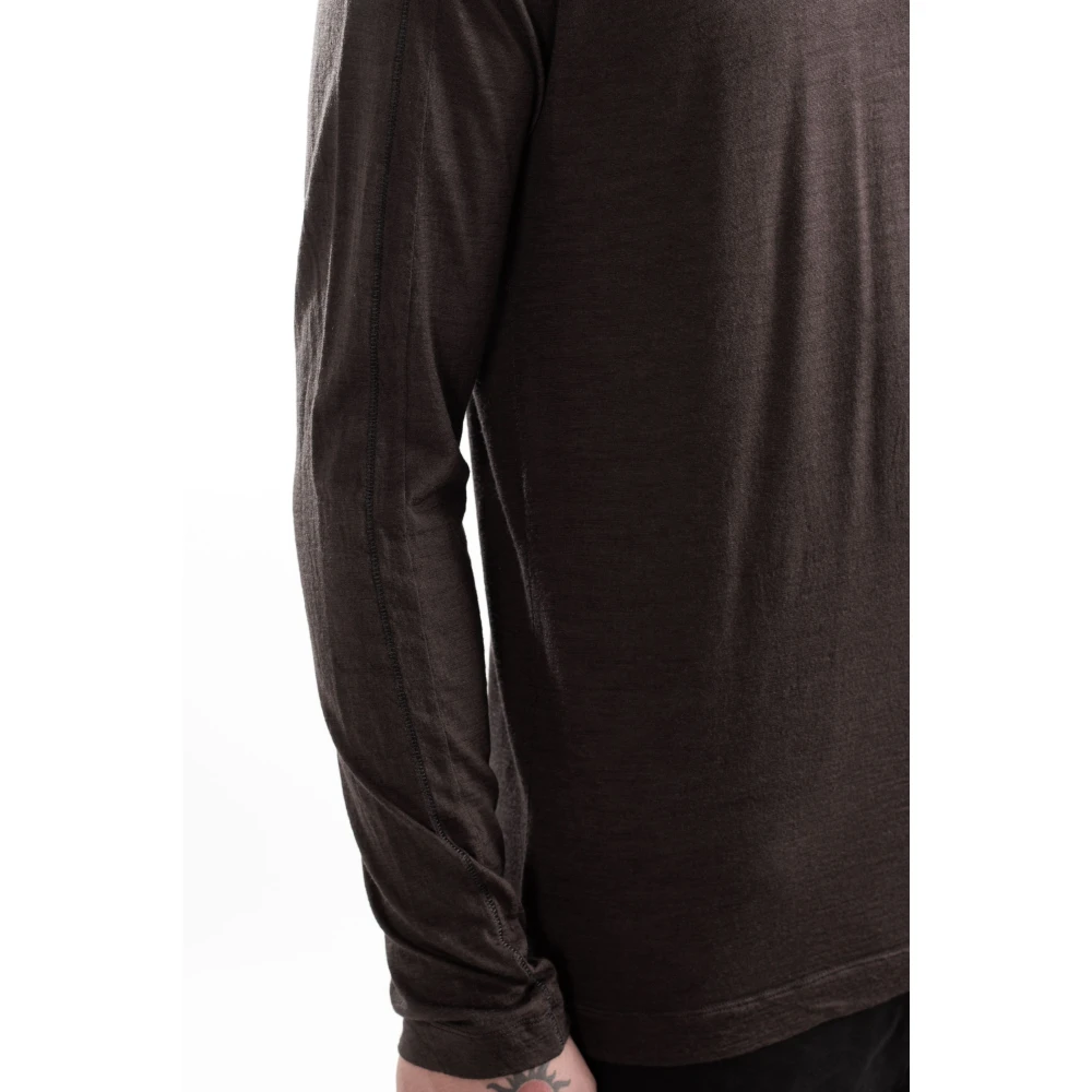 Transit Fijne Wol Lange Mouw Tee Brown Heren
