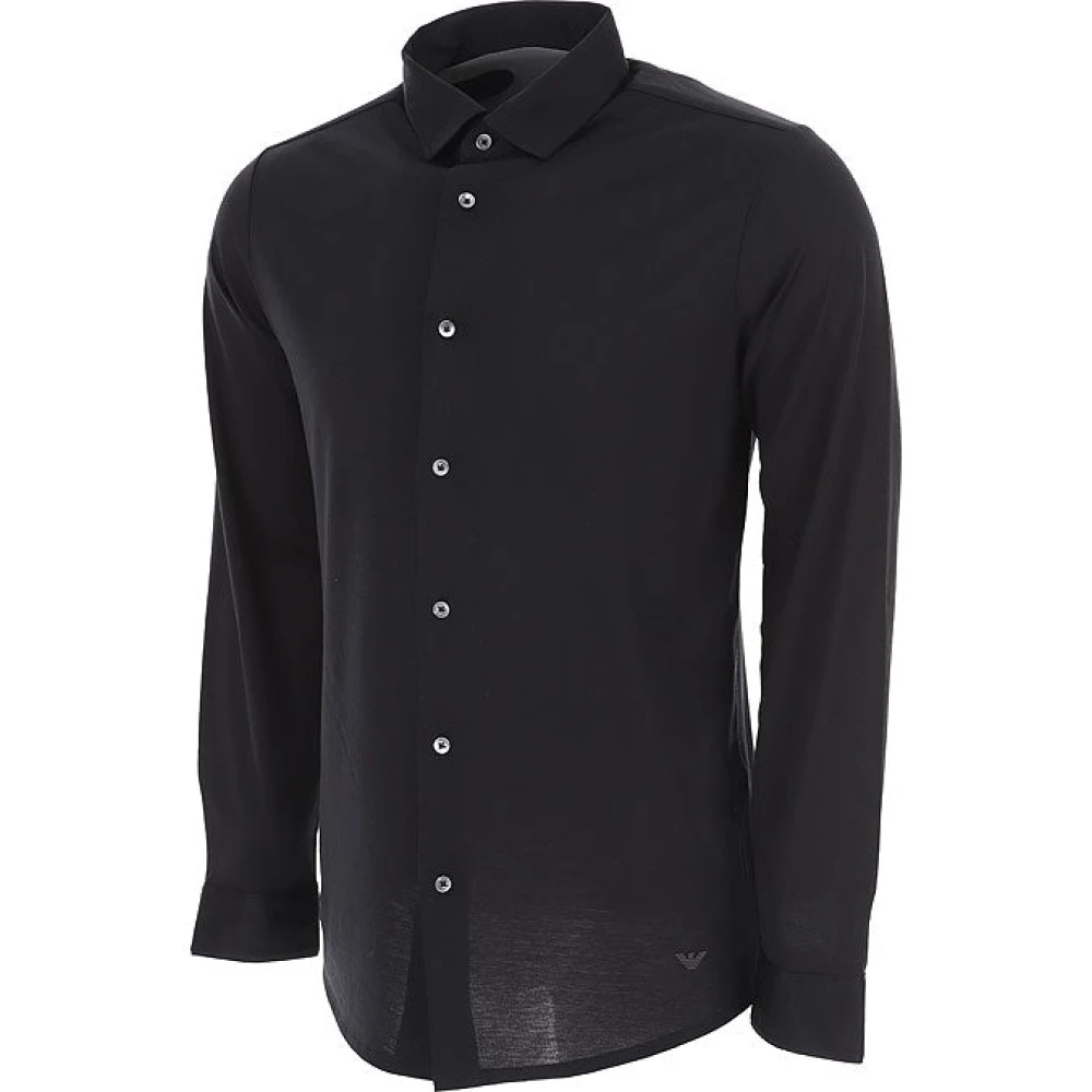 Emporio Armani Zwart Overhemd met Knoopsluiting Stijlvol en Verfijnd Black Heren