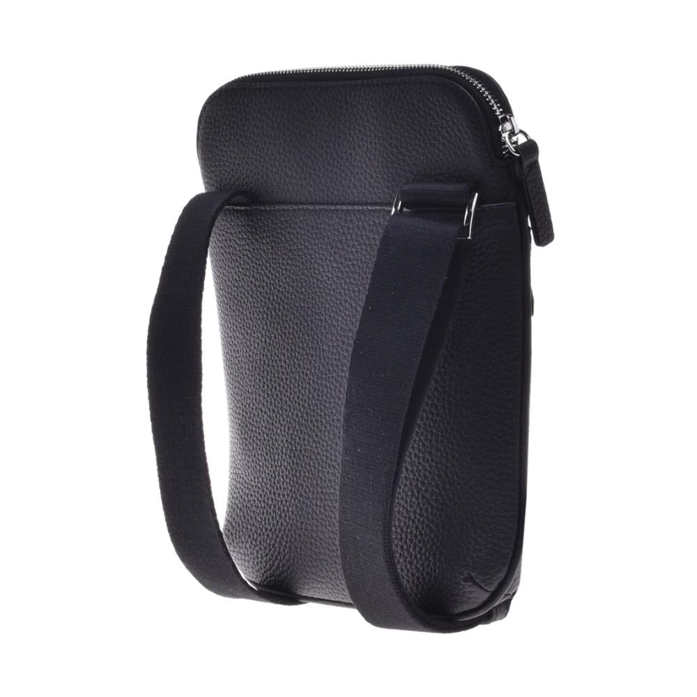 Baldinini Crossbodytas in zwart getrommeld leer Black Heren