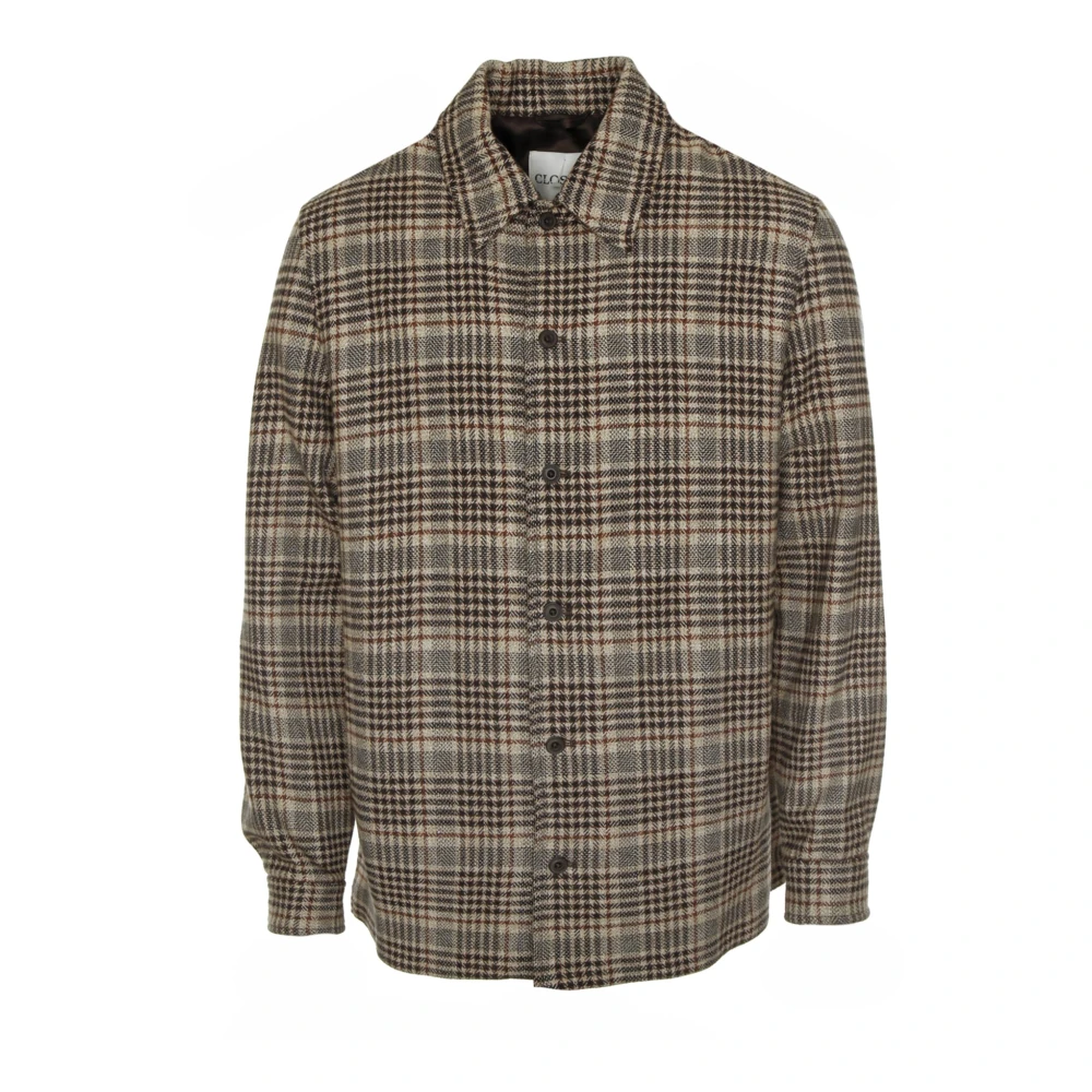 Closed Geborsteld Katoenen Overshirt Geruite Stijl Multicolor Heren