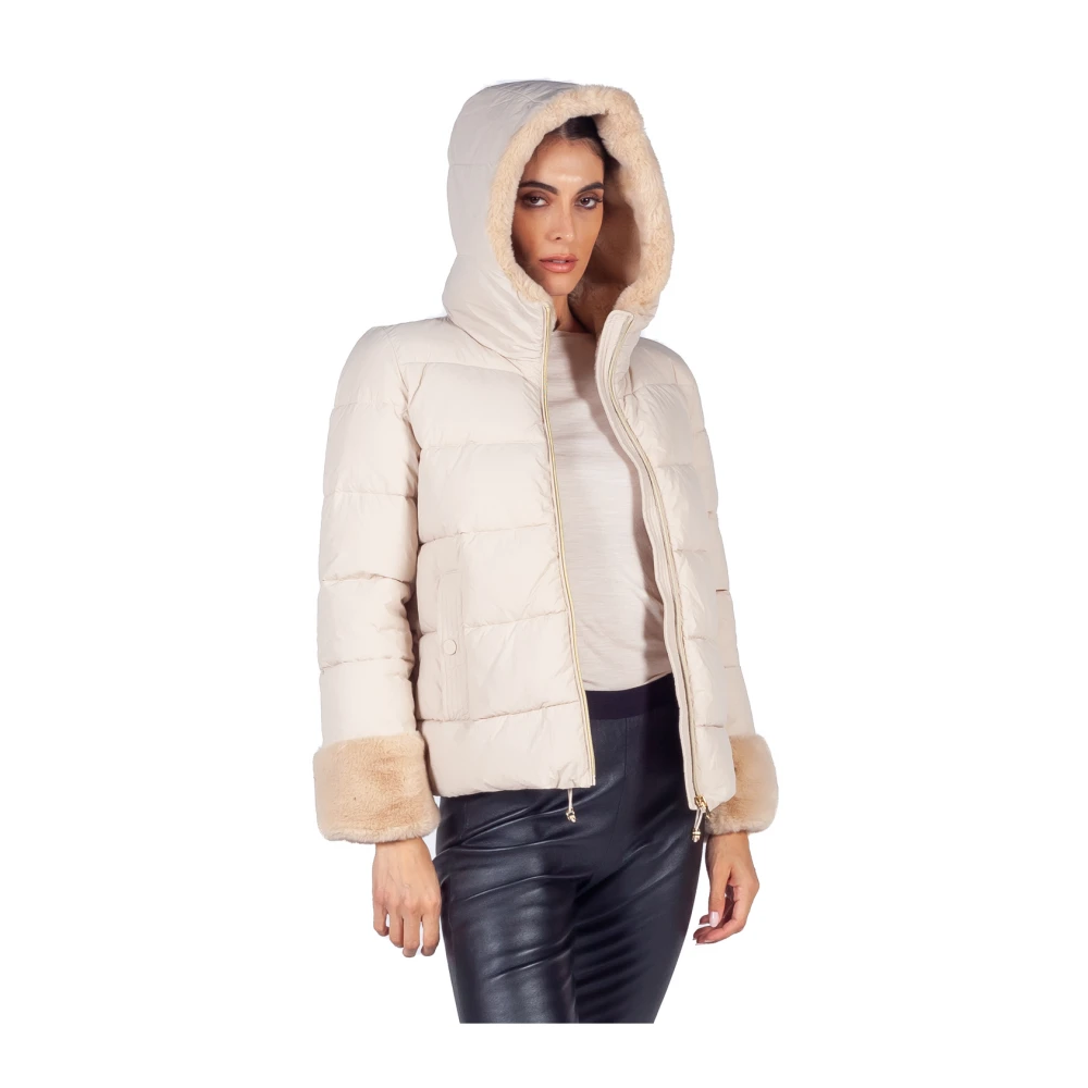 Emme DI Marella Beige faux-fur trim puffer jack Beige Dames