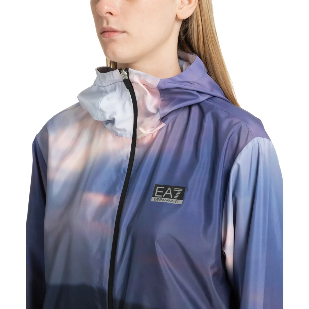Emporio Armani EA7 Abstract Multicolor Hooded Ritsjas Multicolor Dames