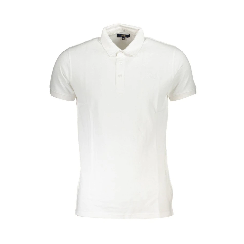 Cavalli Class Wit Katoenen Poloshirt Geborduurd Logo White Heren