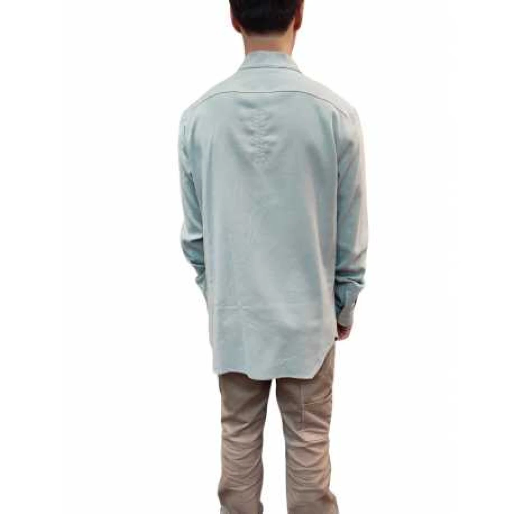Rick Owens Snap Collar Shirt Blue Heren