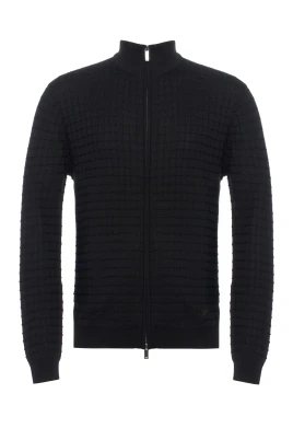 Svart Merino Dragkedja Cardigan Sweater