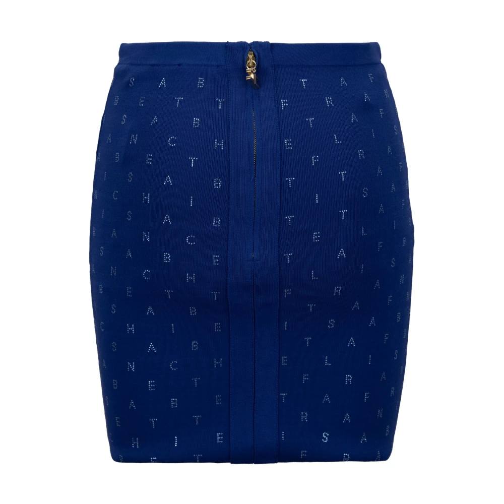 Elisabetta Franchi Korte Rok met Rits en Haak Blue Dames