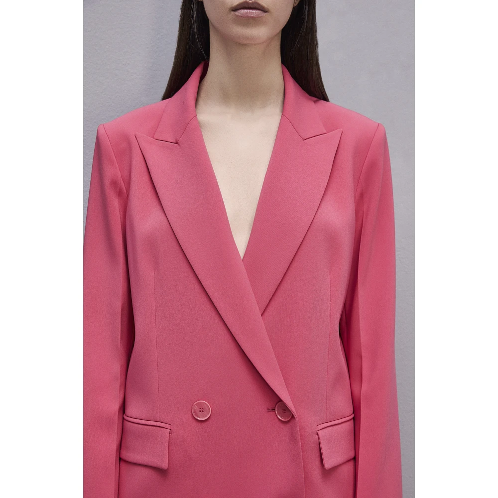 PATRIZIA PEPE JAS Essential double-breasted jas Pink Dames