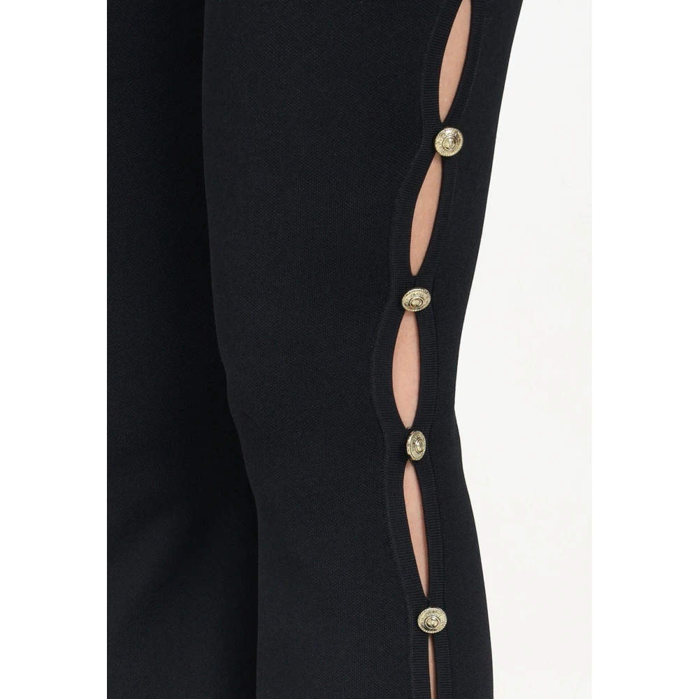 Versace Jeans Couture Zwarte casual broek met uitlopende pijpen Black Dames