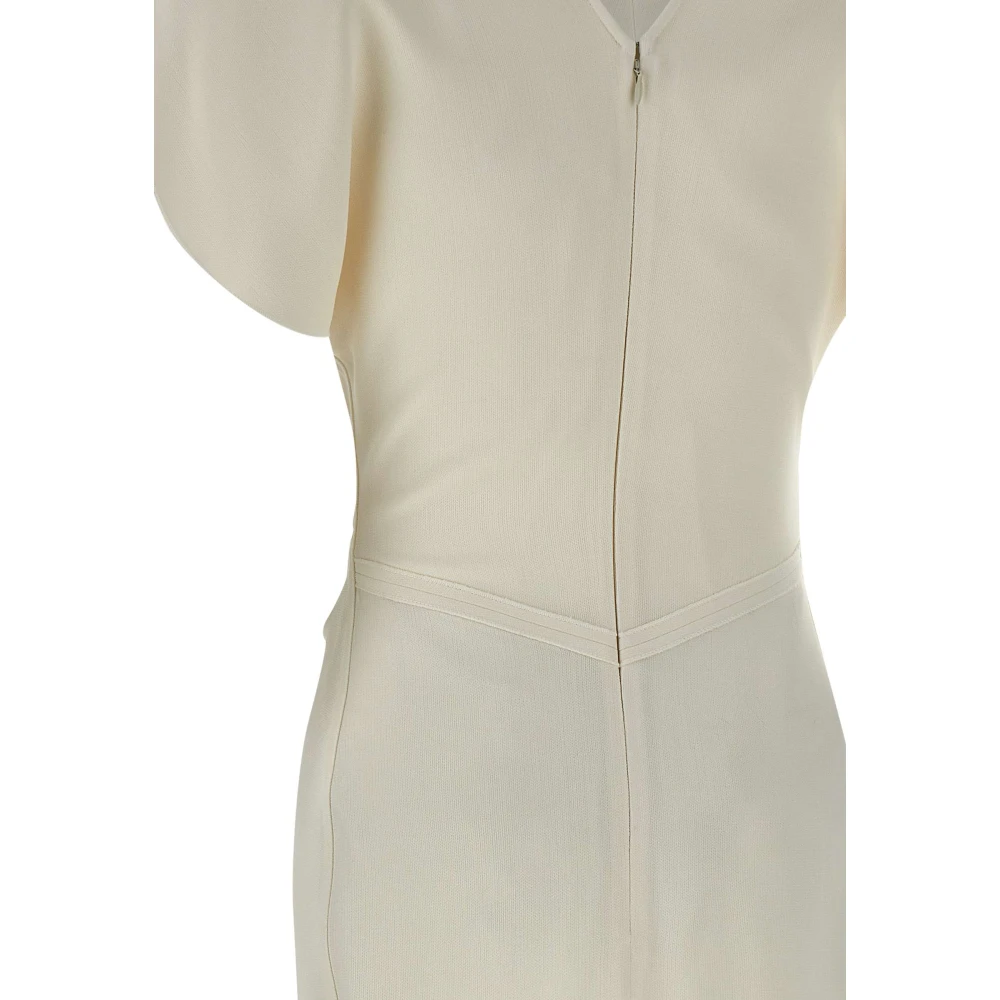 Victoria Beckham Witte Crepe Jurk met Ruches White Dames