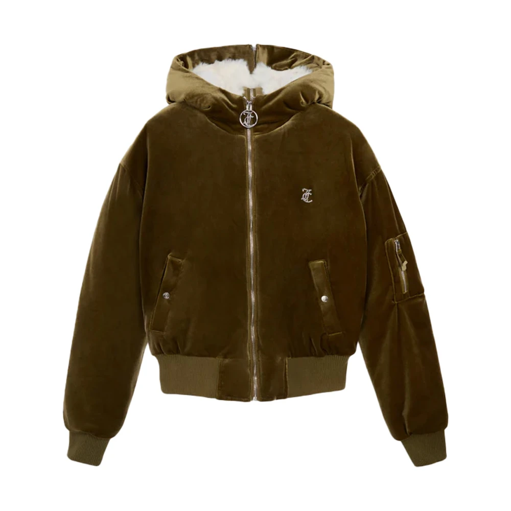 Juicy Couture Groene Fluwelen Hoodie met Strass Logo Green Dames
