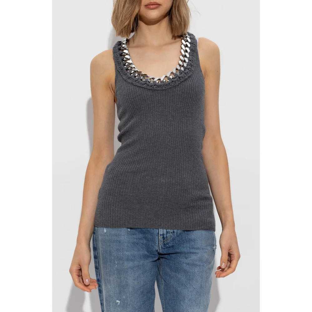 Stella Mccartney Top met decoratieve ketting Gray Dames