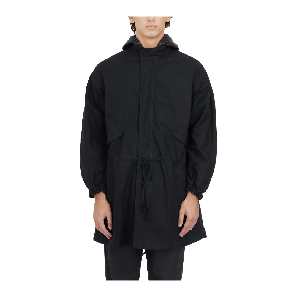 Giorgio Brato Canvas Parka met Leren Capuchon Black Heren