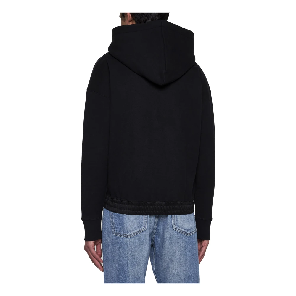 Saint Laurent Zwarte katoenen hoodie met geborduurd logo Black Heren