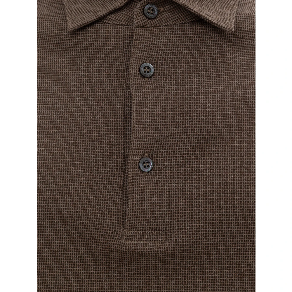 Corneliani Bruine polo met lange mouwen Brown Heren
