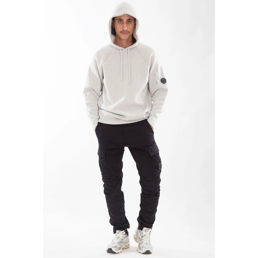 C.P. Company Wafel Hooded Gebreid in Lamswol Gray Heren