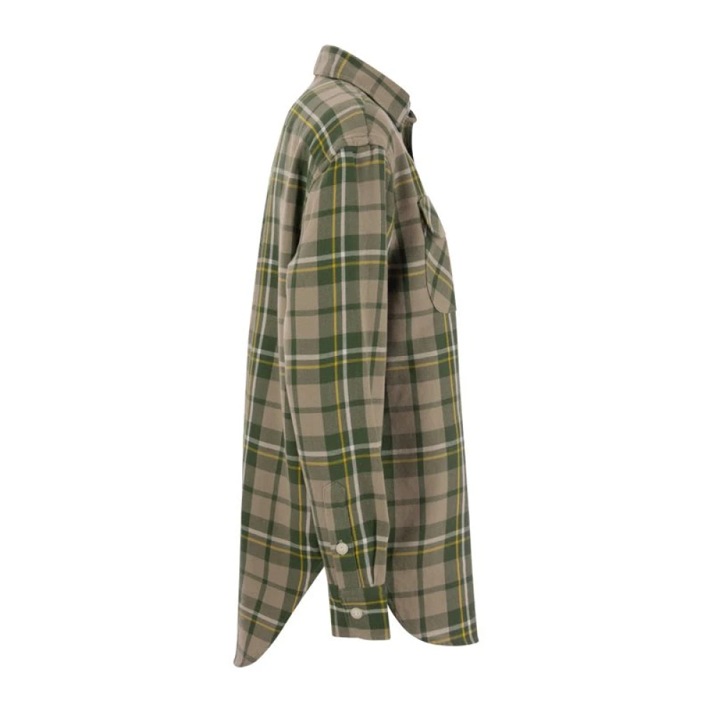 Ralph Lauren Katoenen Twill Ruitjesblouse Green Dames