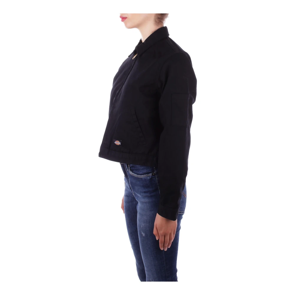 Dickies Zwarte Logo Front Zip Jas Black Dames